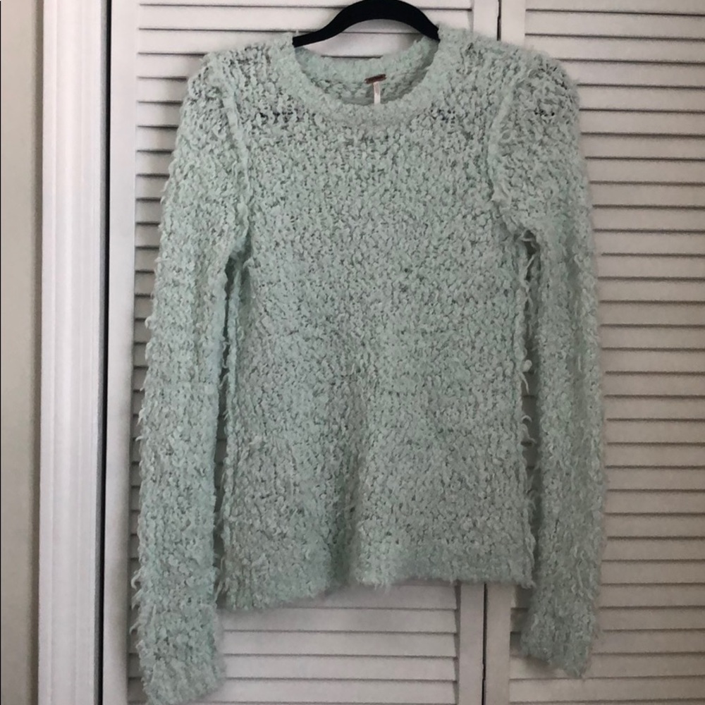 Free people loose knit mint green sweater S